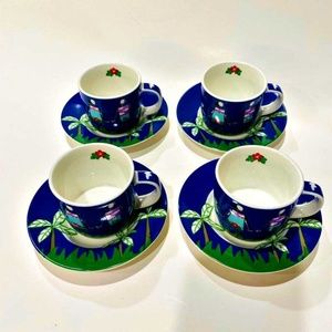 Studio Nova 4 Cups & 4 Saucers Love in Bloom Eden Spring Summer Boy Meets Girl